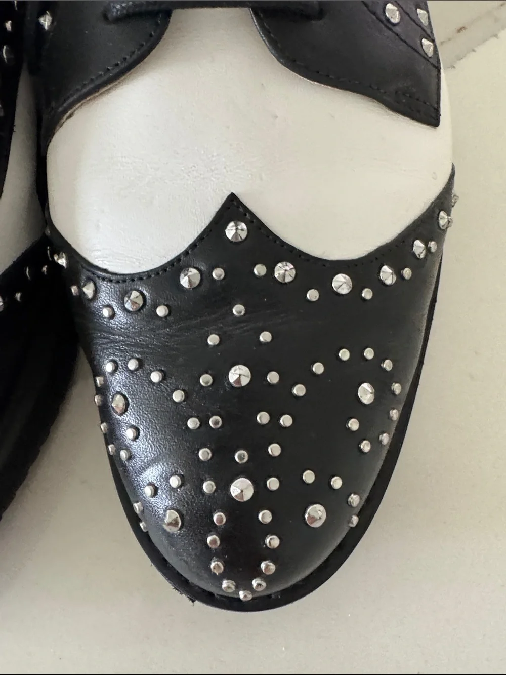 Michael Kors Black and White Studded Oxford Flats 10